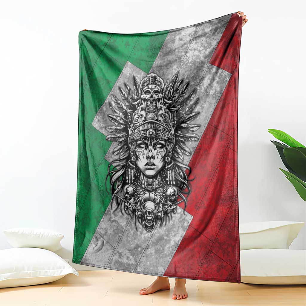Mexico Aztec Warrior Goddess Blanket Aztec Tribal Skull Tricolor Armor