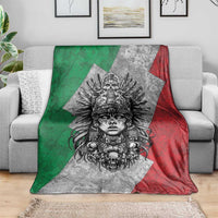Mexico Aztec Warrior Goddess Blanket Aztec Tribal Skull Tricolor Armor