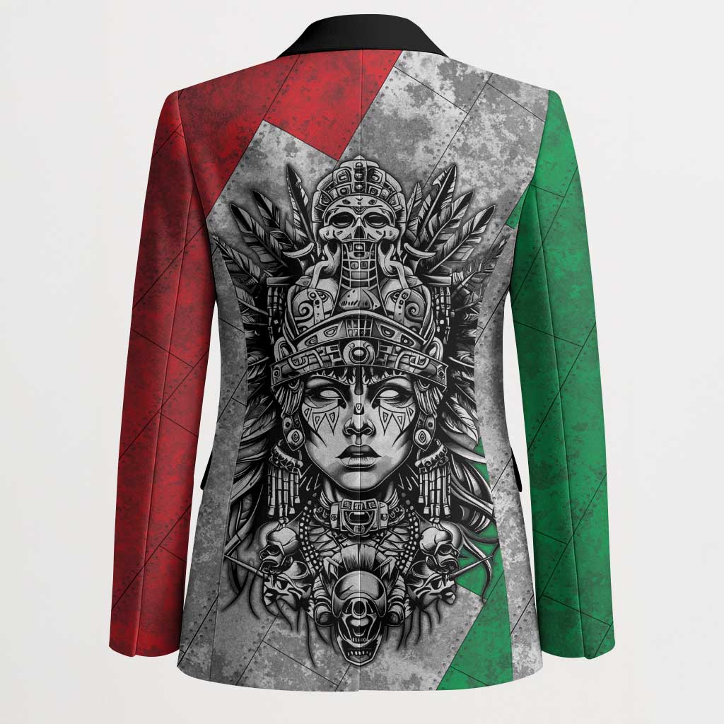 Mexico Aztec Warrior Goddess Blazer Aztec Tribal Skull Tricolor Armor
