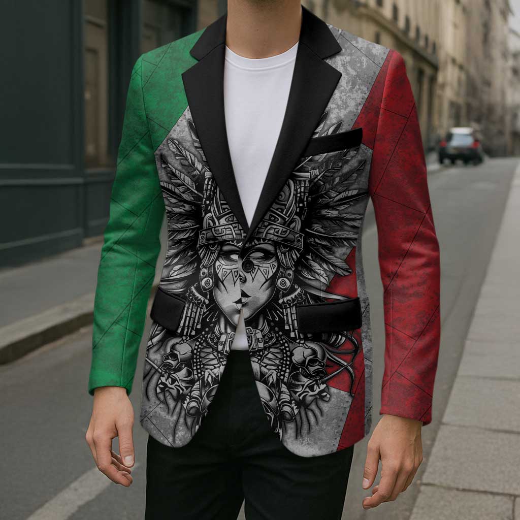 Mexico Aztec Warrior Goddess Blazer Aztec Tribal Skull Tricolor Armor