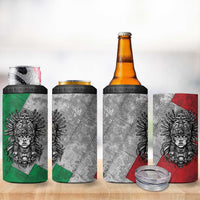 Mexico Aztec Warrior Goddess 4 in 1 Can Cooler Tumbler Aztec Tribal Skull Tricolor Armor