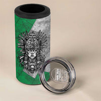 Mexico Aztec Warrior Goddess 4 in 1 Can Cooler Tumbler Aztec Tribal Skull Tricolor Armor