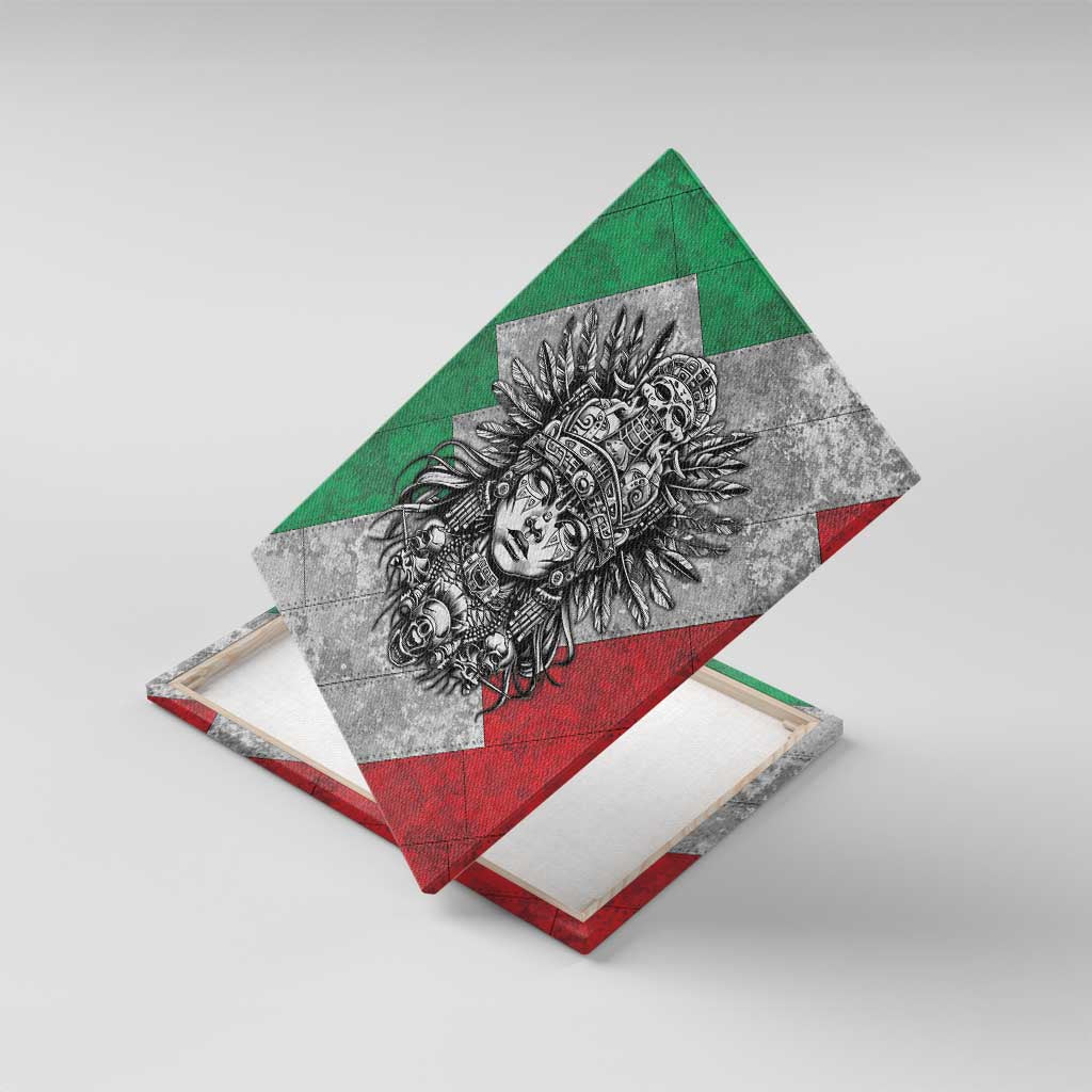 Mexico Aztec Warrior Goddess Canvas Wall Art Aztec Tribal Skull Tricolor Armor
