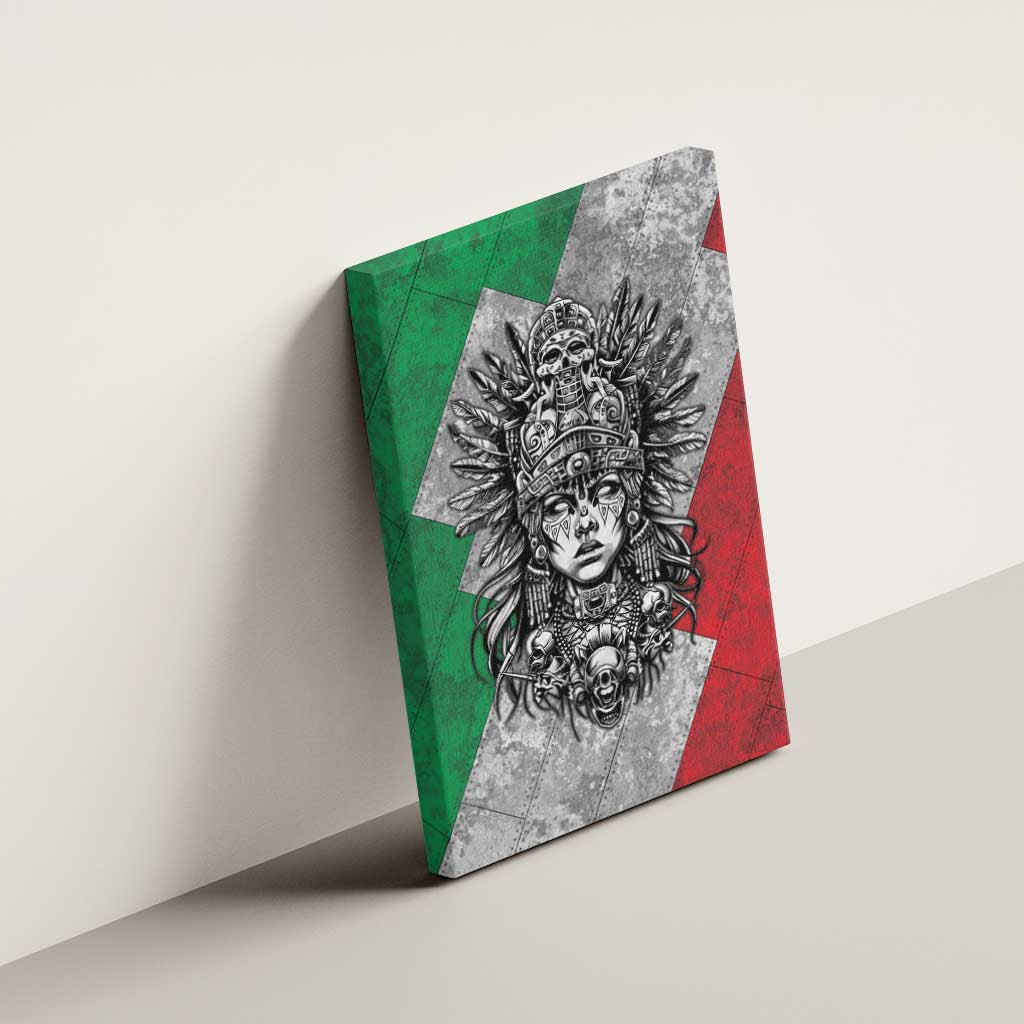 Mexico Aztec Warrior Goddess Canvas Wall Art Aztec Tribal Skull Tricolor Armor