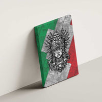 Mexico Aztec Warrior Goddess Canvas Wall Art Aztec Tribal Skull Tricolor Armor