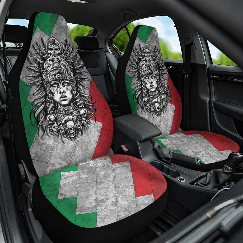 Mexico Aztec Warrior Goddess Car Seat Cover Aztec Tribal Skull Tricolor Armor