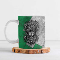Mexico Aztec Warrior Goddess Ceramic Mug Aztec Tribal Skull Tricolor Armor