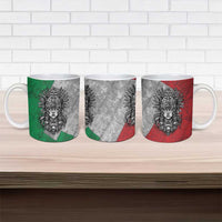 Mexico Aztec Warrior Goddess Ceramic Mug Aztec Tribal Skull Tricolor Armor