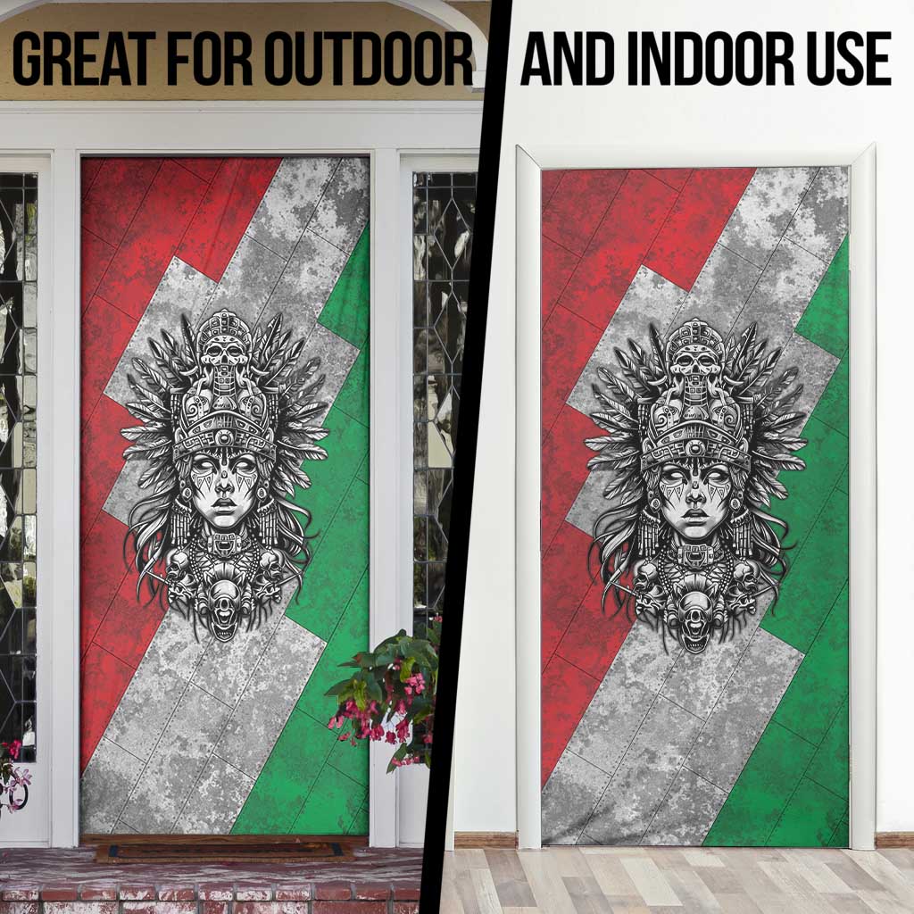 Mexico Aztec Warrior Goddess Door Cover Aztec Tribal Skull Tricolor Armor
