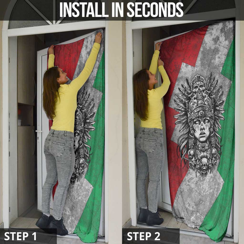 Mexico Aztec Warrior Goddess Door Cover Aztec Tribal Skull Tricolor Armor