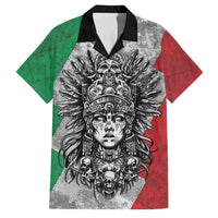 Mexico Aztec Warrior Goddess Family Matching Off Shoulder Maxi Dress and Hawaiian Shirt Aztec Tribal Skull Tricolor Armor