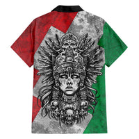 Mexico Aztec Warrior Goddess Family Matching Off Shoulder Maxi Dress and Hawaiian Shirt Aztec Tribal Skull Tricolor Armor