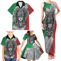 Mexico Aztec Warrior Goddess Family Matching Tank Maxi Dress and Hawaiian Shirt Aztec Tribal Skull Tricolor Armor