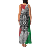 Mexico Aztec Warrior Goddess Family Matching Tank Maxi Dress and Hawaiian Shirt Aztec Tribal Skull Tricolor Armor