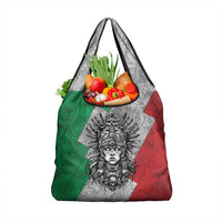 Mexico Aztec Warrior Goddess Grocery Bag Aztec Tribal Skull Tricolor Armor