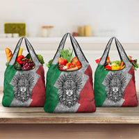 Mexico Aztec Warrior Goddess Grocery Bag Aztec Tribal Skull Tricolor Armor