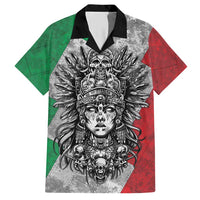 Mexico Aztec Warrior Goddess Hawaiian Shirt Aztec Tribal Skull Tricolor Armor