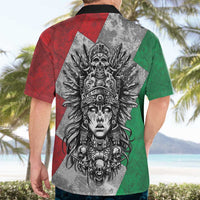 Mexico Aztec Warrior Goddess Hawaiian Shirt Aztec Tribal Skull Tricolor Armor