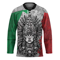 Mexico Aztec Warrior Goddess Hockey Jersey Aztec Tribal Skull Tricolor Armor