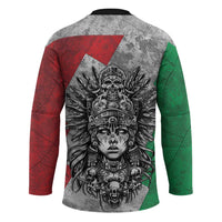 Mexico Aztec Warrior Goddess Hockey Jersey Aztec Tribal Skull Tricolor Armor