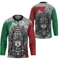 Mexico Aztec Warrior Goddess Hockey Jersey Aztec Tribal Skull Tricolor Armor