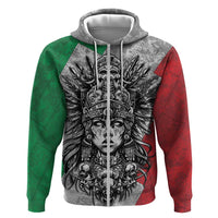 Mexico Aztec Warrior Goddess Hoodie Aztec Tribal Skull Tricolor Armor