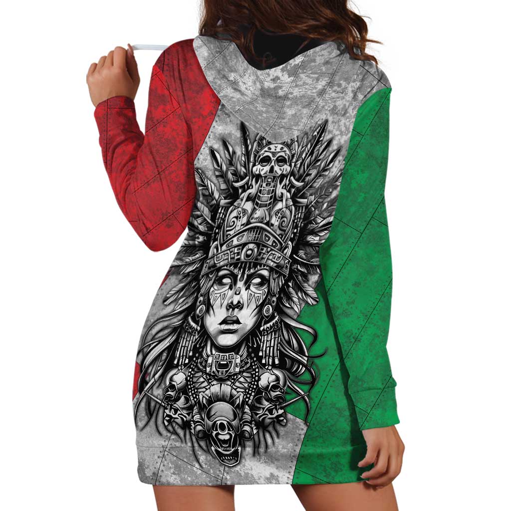 Mexico Aztec Warrior Goddess Hoodie Dress Aztec Tribal Skull Tricolor Armor