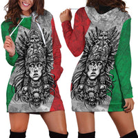 Mexico Aztec Warrior Goddess Hoodie Dress Aztec Tribal Skull Tricolor Armor