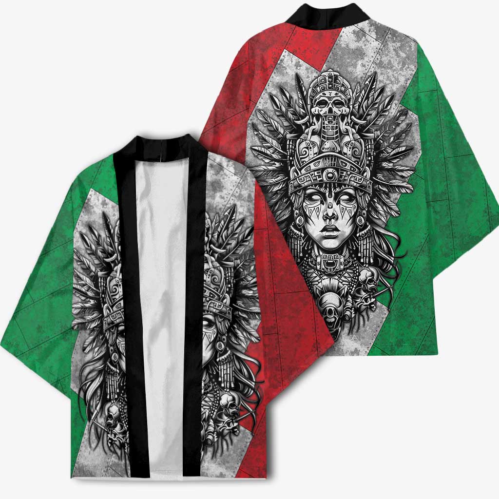 Mexico Aztec Warrior Goddess Kimono Aztec Tribal Skull Tricolor Armor
