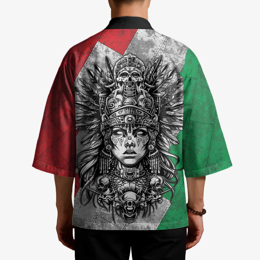 Mexico Aztec Warrior Goddess Kimono Aztec Tribal Skull Tricolor Armor