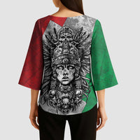Mexico Aztec Warrior Goddess Kimono Sleeve Blouse Aztec Tribal Skull Tricolor Armor