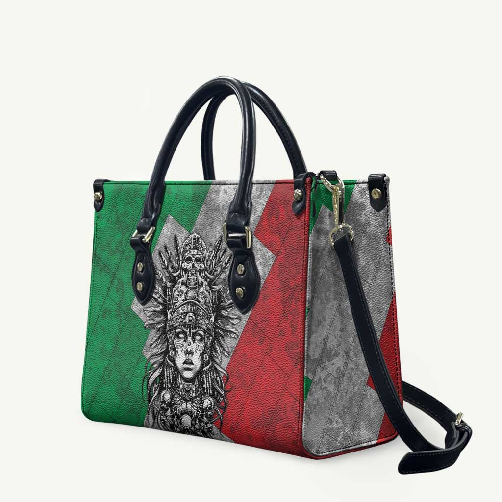 Mexico Aztec Warrior Goddess Leather Bag Aztec Tribal Skull Tricolor Armor