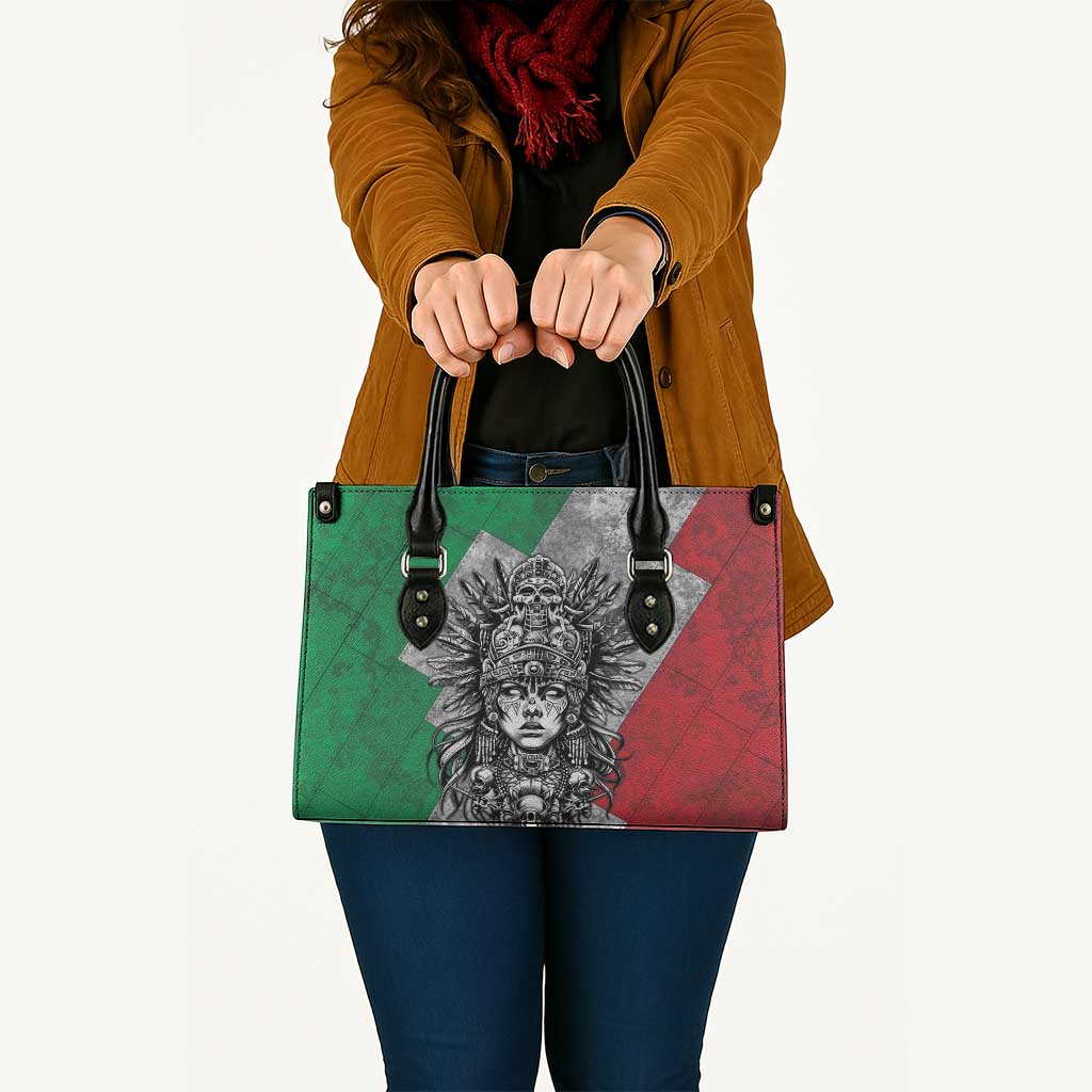 Mexico Aztec Warrior Goddess Leather Bag Aztec Tribal Skull Tricolor Armor