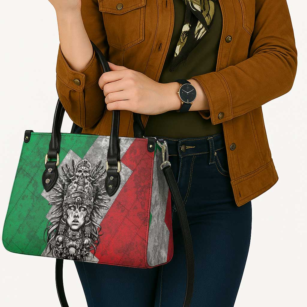 Mexico Aztec Warrior Goddess Leather Bag Aztec Tribal Skull Tricolor Armor