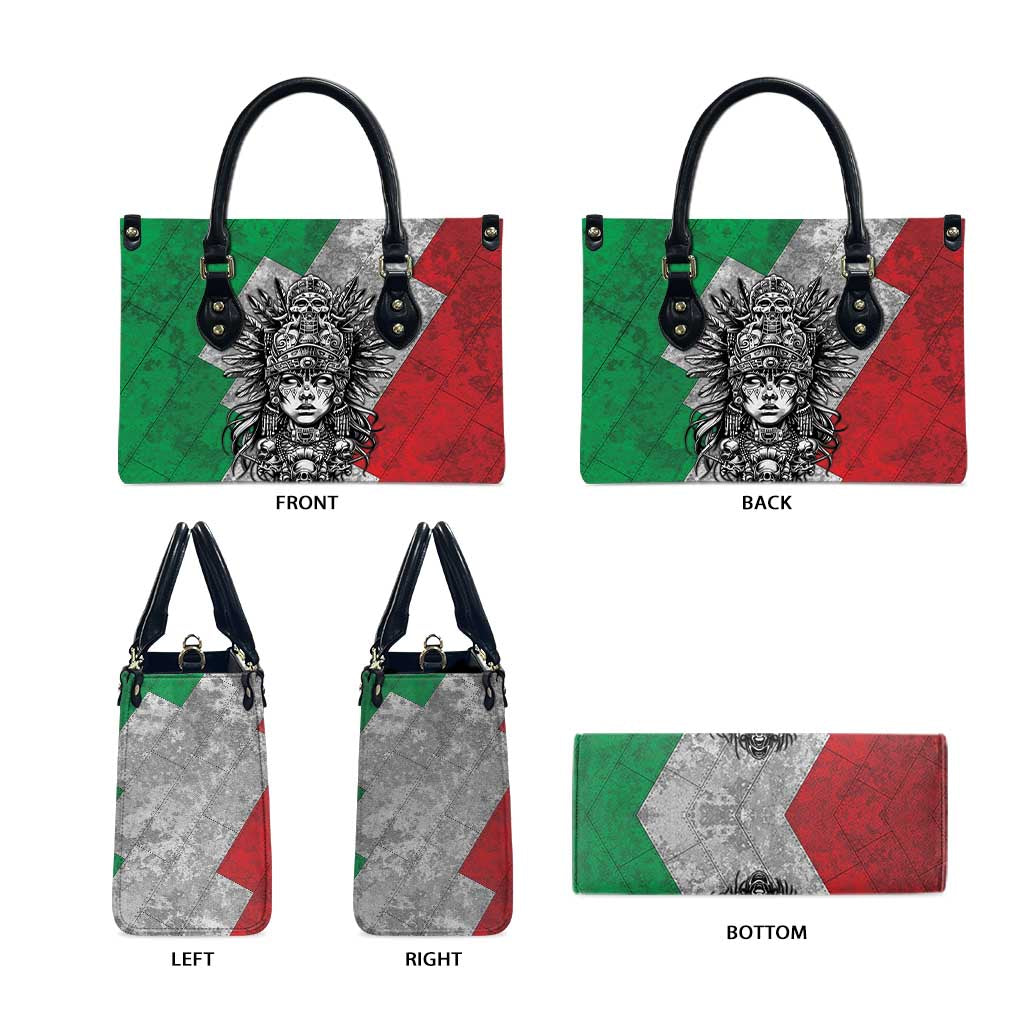 Mexico Aztec Warrior Goddess Leather Bag Aztec Tribal Skull Tricolor Armor