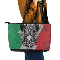 Mexico Aztec Warrior Goddess Leather Tote Bag Aztec Tribal Skull Tricolor Armor