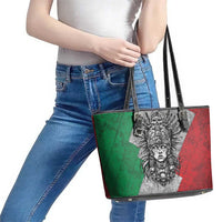 Mexico Aztec Warrior Goddess Leather Tote Bag Aztec Tribal Skull Tricolor Armor