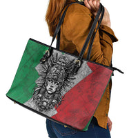Mexico Aztec Warrior Goddess Leather Tote Bag Aztec Tribal Skull Tricolor Armor