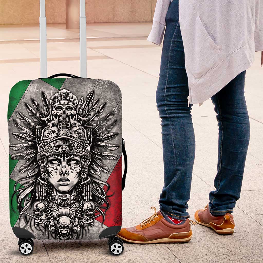 Mexico Aztec Warrior Goddess Luggage Cover Aztec Tribal Skull Tricolor Armor