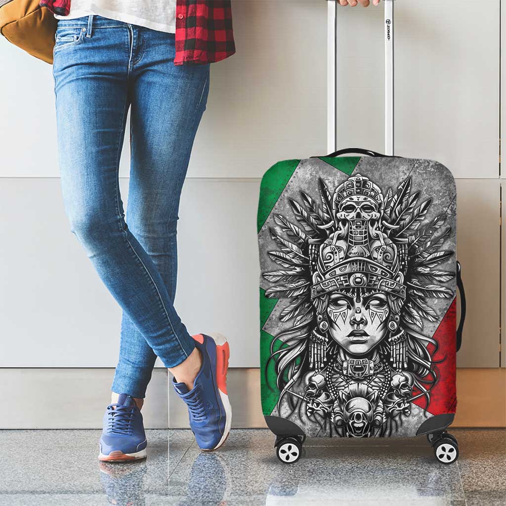 Mexico Aztec Warrior Goddess Luggage Cover Aztec Tribal Skull Tricolor Armor
