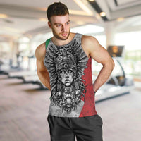 Mexico Aztec Warrior Goddess Men Tank Top Aztec Tribal Skull Tricolor Armor