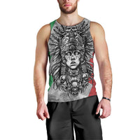 Mexico Aztec Warrior Goddess Men Tank Top Aztec Tribal Skull Tricolor Armor