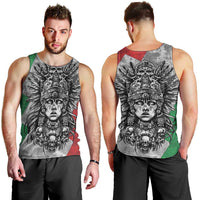 Mexico Aztec Warrior Goddess Men Tank Top Aztec Tribal Skull Tricolor Armor