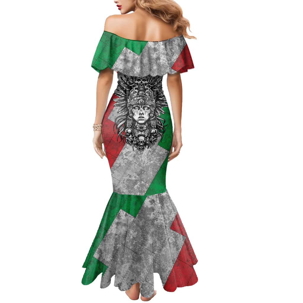 Mexico Aztec Warrior Goddess Mermaid Dress Aztec Tribal Skull Tricolor Armor