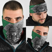 Mexico Aztec Warrior Goddess Neck Gaiter Aztec Tribal Skull Tricolor Armor