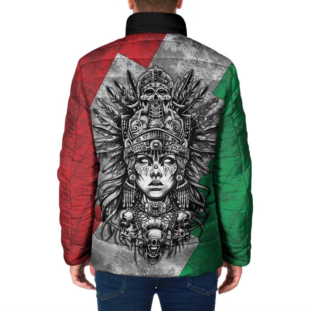 Mexico Aztec Warrior Goddess Padded Jacket Aztec Tribal Skull Tricolor Armor