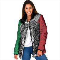 Mexico Aztec Warrior Goddess Padded Jacket Aztec Tribal Skull Tricolor Armor