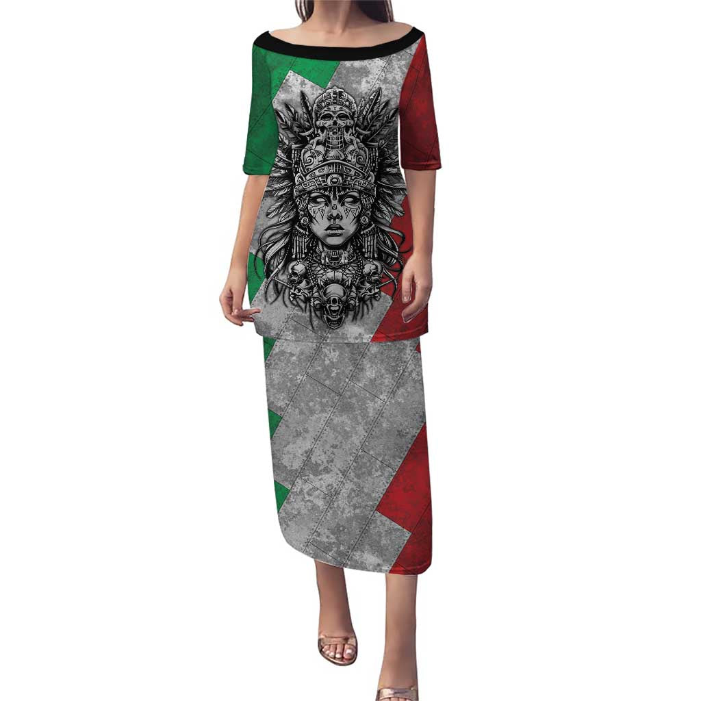 Mexico Aztec Warrior Goddess Puletasi Aztec Tribal Skull Tricolor Armor