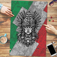 Mexico Aztec Warrior Goddess Puzzle Aztec Tribal Skull Tricolor Armor