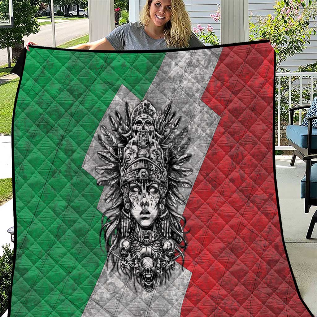 Mexico Aztec Warrior Goddess Quilt Aztec Tribal Skull Tricolor Armor